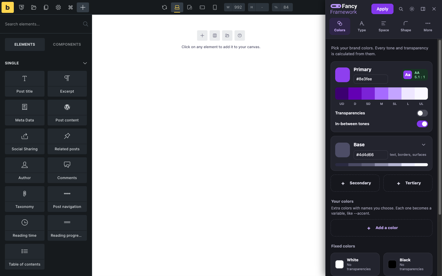 The panel open inside the Bricks builder, following the builder's dark theme